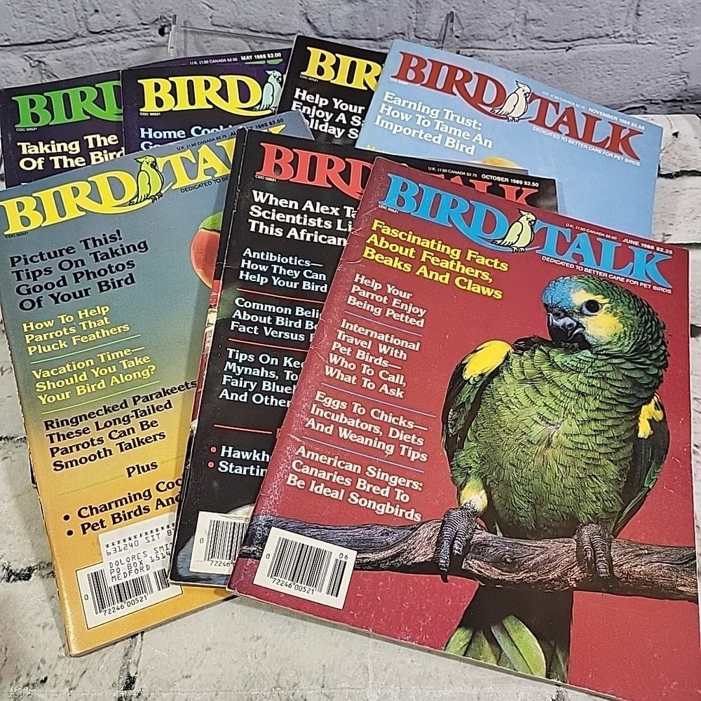 Vintage 80s Bird Talk Magazines Lot‎ Of 7 Pet Care Periodicals 1988-89